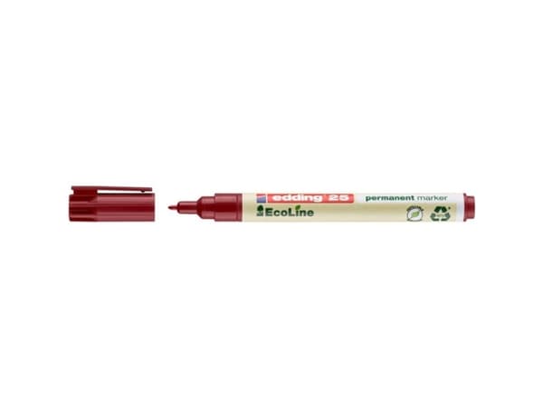 edding EcoLine 25 - Markør - permanent - for glass, metall, plast - rød - alkoholbasert blekk - 1 mm - fin
