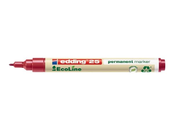 edding EcoLine 25 - Markør - permanent - for glass, metall, plast - rød - alkoholbasert blekk - 1 mm - fin