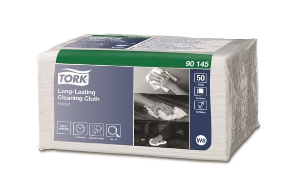 Aftørringsklud Tork W8 Alt-i-En 1-lag 385x300 mm Premium Hvid,8 bdt x 50 stk/krt