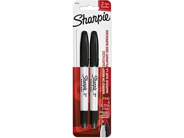 Sharpie 1985878, Svart, Svart, Vit, Ultrafin, 650 m, Tyg, Glas, papper, Plast, Trä, 2 styck