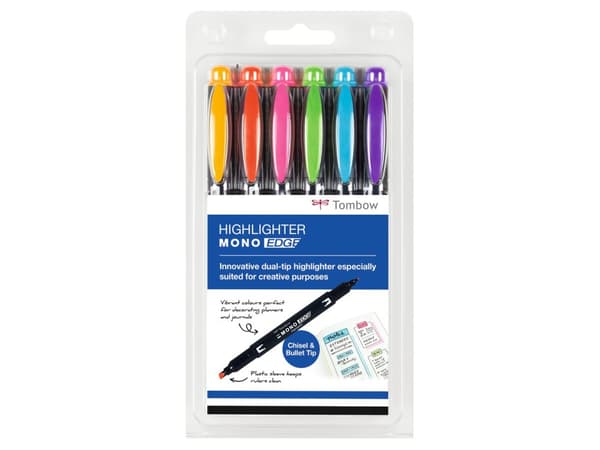 Overstregningspen Tombow MONO Edge sæt ass. farver (6 stk.)