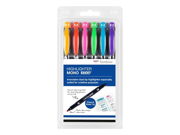 Overstregningspen Tombow MONO Edge sæt ass. farver (6 stk.)