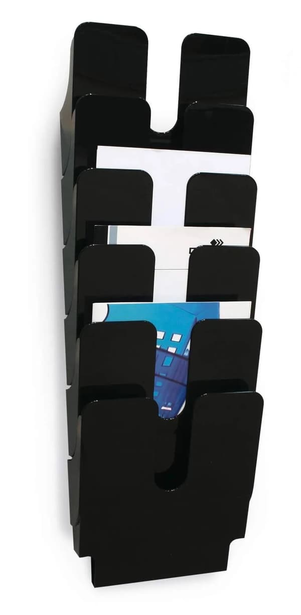 DURABLE FLEXIPLUS - Litteraturholder - veggmonterbar - 6 rom - for A4 - svart