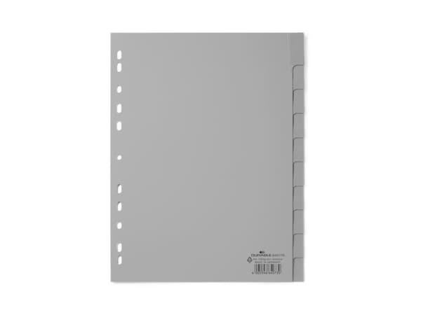 Durable 6441, Blank faneindeks, Polypropylen (PP), Grå, Portrett, A4, 230 mm