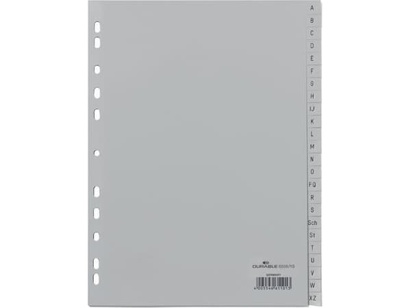 Durable 650810, Kirjainvälilehti, Polypropeeni (PP), Harmaa, Muotokuva, A4