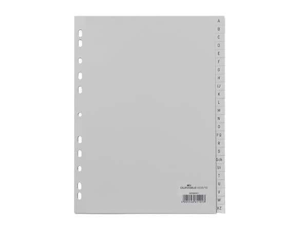 Durable 650810, Kirjainvälilehti, Polypropeeni (PP), Harmaa, Muotokuva, A4