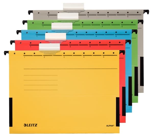 Leitz ALPHA - Hengefil - V-sokkel - for A4 - med fliker - blå (en pakke 5)