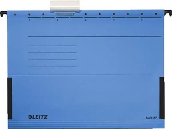 Leitz ALPHA - Hengefil - V-sokkel - for A4 - med fliker - blå (en pakke 5)