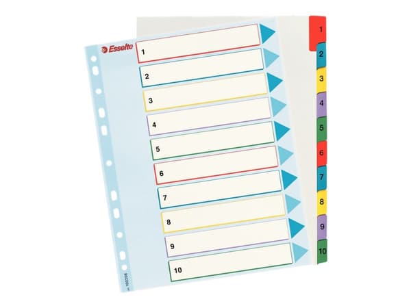 Esselte - Inndeler - 10 deler - fortrykt: 1-10 - for A4 Maxi - med fliker (en pakke 10)