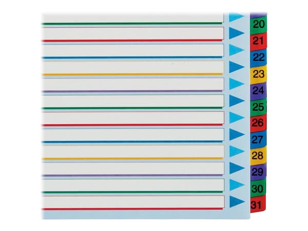 Esselte - Inndeler - 31 deler - fortrykt: 1-31 - for A4 Maxi - med fliker (en pakke 10)