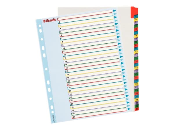 Esselte - Inndeler - 31 deler - fortrykt: 1-31 - for A4 Maxi - med fliker (en pakke 10)