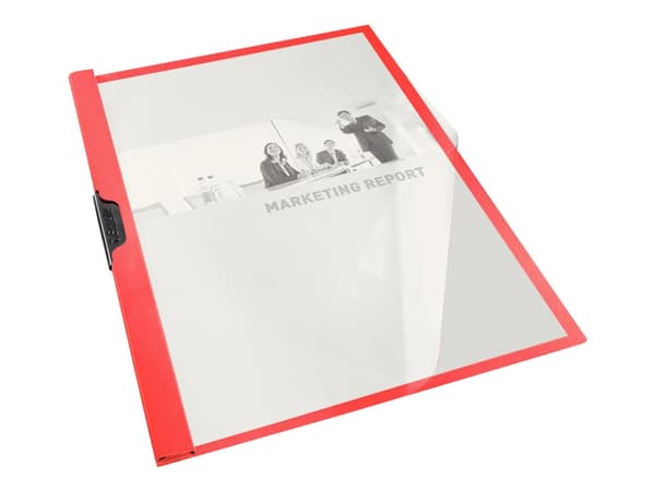 Esselte - Klipsfil - for A4 - kapasitet: 25 ark - rød med transparent frontdekke
