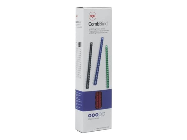 GBC CombBind - 6 mm - 21 ringar - A4 (210 x 297 mm) - 25 ark - röd - 100 stk plastbindningskam - för P/N: 2101435, IB271106, IB271717