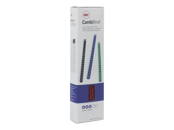 GBC CombBind - 10 mm - 21 ringar - A4 (210 x 297 mm) - 65 ark - röd - 100 stk plastbindningskam - för P/N: 2101435, 4400399, IB271106, IB271717