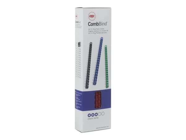 GBC CombBind - 14 mm - 21 ringar - A4 (210 x 297 mm) - 125 ark - röd - 100 stk plastbindningskam - för P/N: 2101435, 4400399, IB271106, IB271717