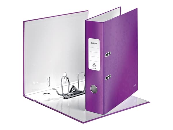 Leitz WOW 180° - Spakbågesfil - ryggbredd: 80 mm - för A4 (210 x 297 mm) - kapacitet: 600 ark - lila metallic