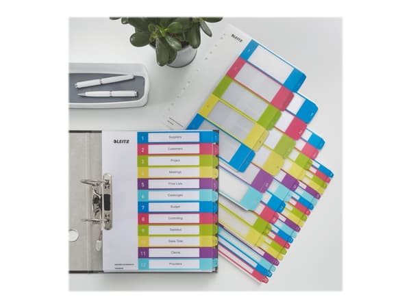 Leitz 12430000, Numeroitu välilehtihakemisto, Polypropeeni (PP), Monivärinen, Vaakataso, A4+, 245 mm