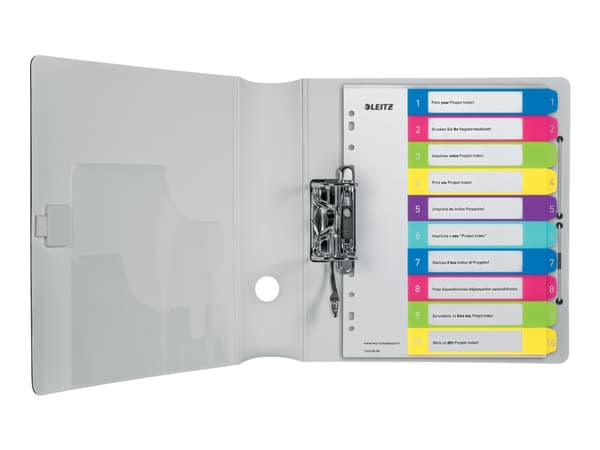 Leitz 12430000, Numeroitu välilehtihakemisto, Polypropeeni (PP), Monivärinen, Vaakataso, A4+, 245 mm