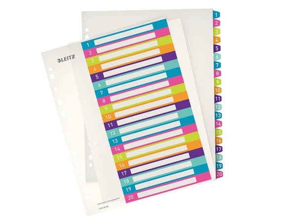Leitz 12450000, Numeroitu välilehtihakemisto, Polypropeeni (PP), Monivärinen, A4, 0.3 mm, 245 mm