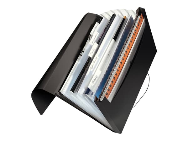 Leitz Solid - Expanderar fil - 6 utrymmen - 6 delar - för A4 - kapacitet: 250 ark - tabbad - svart