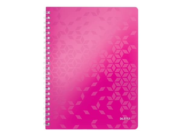 Leitz WOW - Skoleblokk - spiralbundet - A4 - 80 ark - rutet - metallrosa - polypropylen (PP)