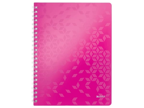 Leitz WOW - Skoleblokk - spiralbundet - A4 - 80 ark - rutet - metallrosa - polypropylen (PP)