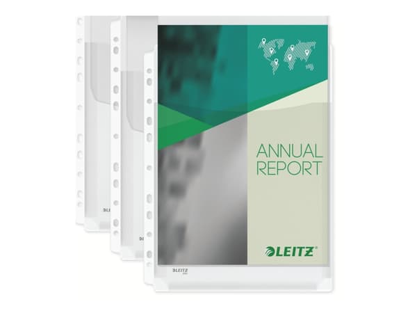 Leitz Premium - Arkbeskytter - kan utvides - for A4 (210 x 297 mm) - kapasitet: 200 ark - blank (en pakke 5)