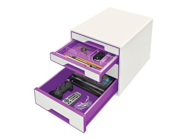 Skrivbord Cube Leitz WOW 4-lådor vit/lila