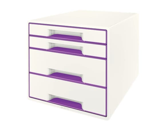 Skrivbord Cube Leitz WOW 4-lådor vit/lila