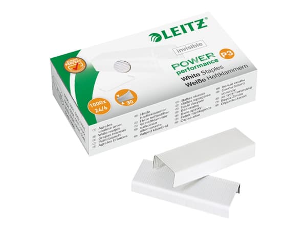 Leitz Power Performance P3, Niittipakkaus, 6 mm, 1000 niitit, Valkoinen, 30 arkkia, 35 mm