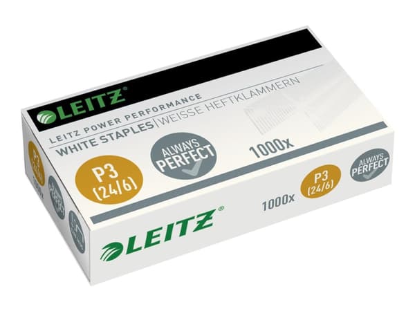 Leitz Power Performance P3, Niittipakkaus, 6 mm, 1000 niitit, Valkoinen, 30 arkkia, 35 mm