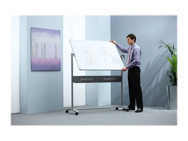 Nobo - Whiteboard-tavla - golvstående - 1200 x 900 mm - stål - magnetisk - dubbelsidig - vändbar - mobil
