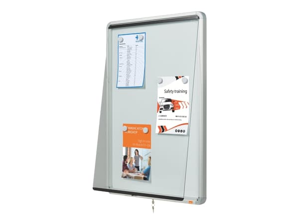 Nobo - Innesluten anslagstavla - väggmonterbar - 6 x A4 - stål - magnetisk - vit