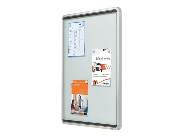 Nobo - Innesluten anslagstavla - väggmonterbar - 6 x A4 - stål - magnetisk - vit