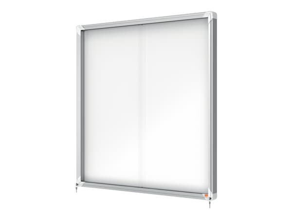 Nobo - Innbygd oppslagstavle - veggmonterbar - 944 x 907 mm - 12 x A4 - metall - magnetisk - utendørs - hvit