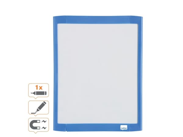 Whiteboard Nobo magnetisk 22x28 cm med plastramme ass. farver - (6 stk.)