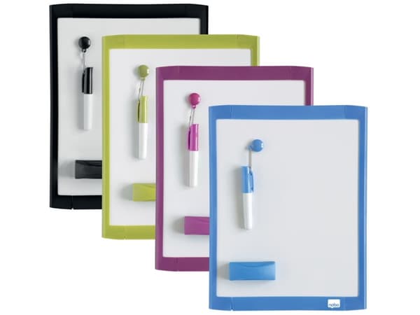 Whiteboard Nobo magnetisk 22x28 cm med plastramme ass. farver - (6 stk.)