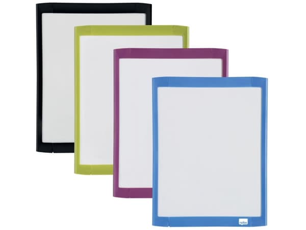 Whiteboard Nobo magnetisk 22x28 cm med plastramme ass. farver - (6 stk.)
