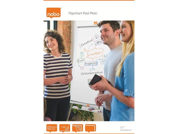 Flipchartblock Nobo glossy 650x955 mm vit med 50 ark - (5 st.)
