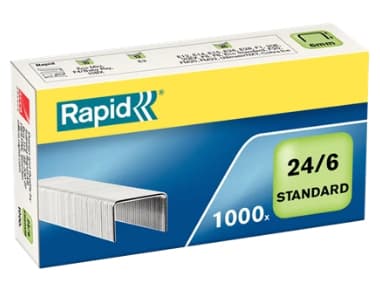 Rapid Standart - Klamrar - 24/6 - 6 mm - zinkpläterad - paket med 1000 - för Rapid F16; Economy 20EX; Fashion F10, F15, FM32; Supreme S17, S27, S30