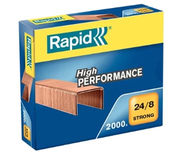 Rapid Strong - Stifter - 24/8 - 8 mm - stål - kobberbelagt - pakke av 2000 - for Classic HD12, K1, K2; Supreme S50