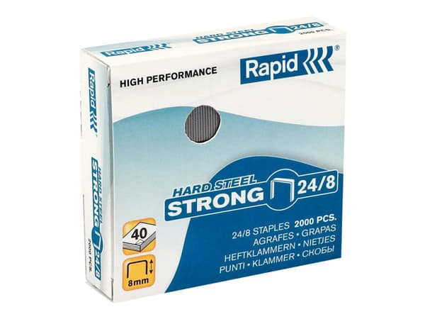 Rapid Strong - Stifter - 24/8 - 8 mm - stål - kobberbelagt - pakke av 2000 - for Classic HD12, K1, K2; Supreme S50
