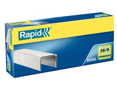 Rapid Standard - Klamrar - 26/6 - 6 mm - galvaniserat stål - paket med 5000 - för Classic K2, K45; Economy E15, E26; Fashion F18; Fashion StandUP Ult
