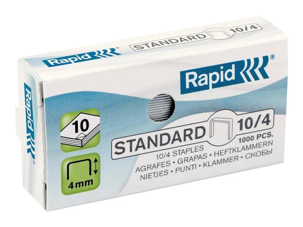 Rapid Standard - Klamrar - 10/4 - 4 mm - galvaniserat stål - paket med 1000 - för Rapid TEN 12, TEN 3; Economy E10; Fashion F10, F11, F15