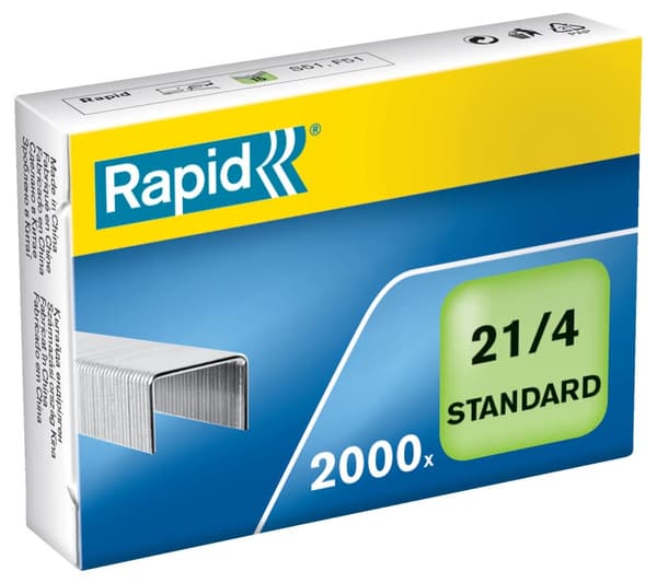 Rapid Standard - Klamrar - 21/4 - 4 mm - galvaniserat stål - paket med 2000 - för Fashion F51; Supreme S21, S51