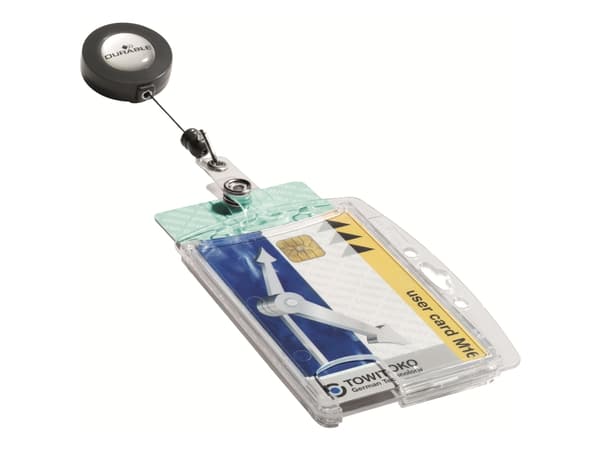 ID-kortholder Durable, med yoyo, til 2 kort, pakke med 10 stk.
