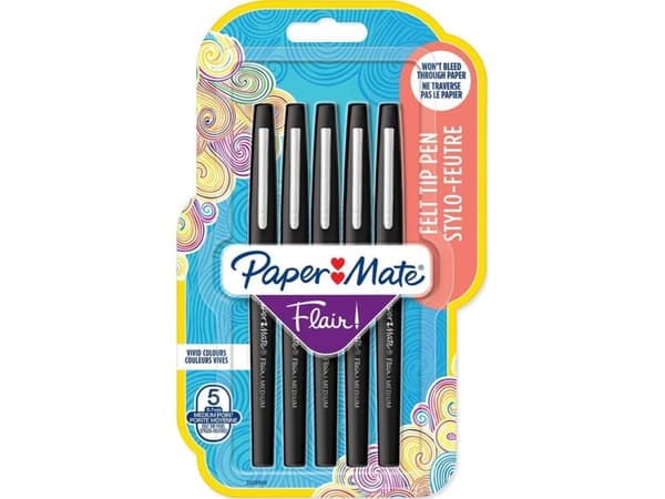 Papermate Flair Original, Medium, 1 färger, Svart, Rundad spets, 1 mm, Svart