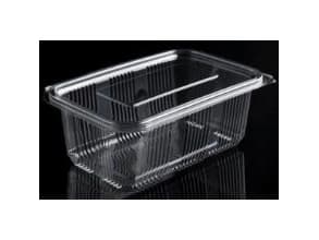 Plastbæger Catersource 1000 ml 97x165x70 mm firkantet hængslet låg RPET Klar,6 ps x 100 stk/krt
