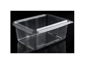 Plastbæger Catersource 2000 ml 140x195x90 mm firkantet hængslet låg RPET Klar,4 ps x 100 stk/krt