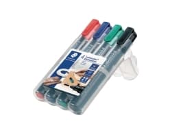 STAEDTLER Lumocolor 352 - Markør - permanent - svart, rød, blå, grønn - 2 mm (en pakke 4)